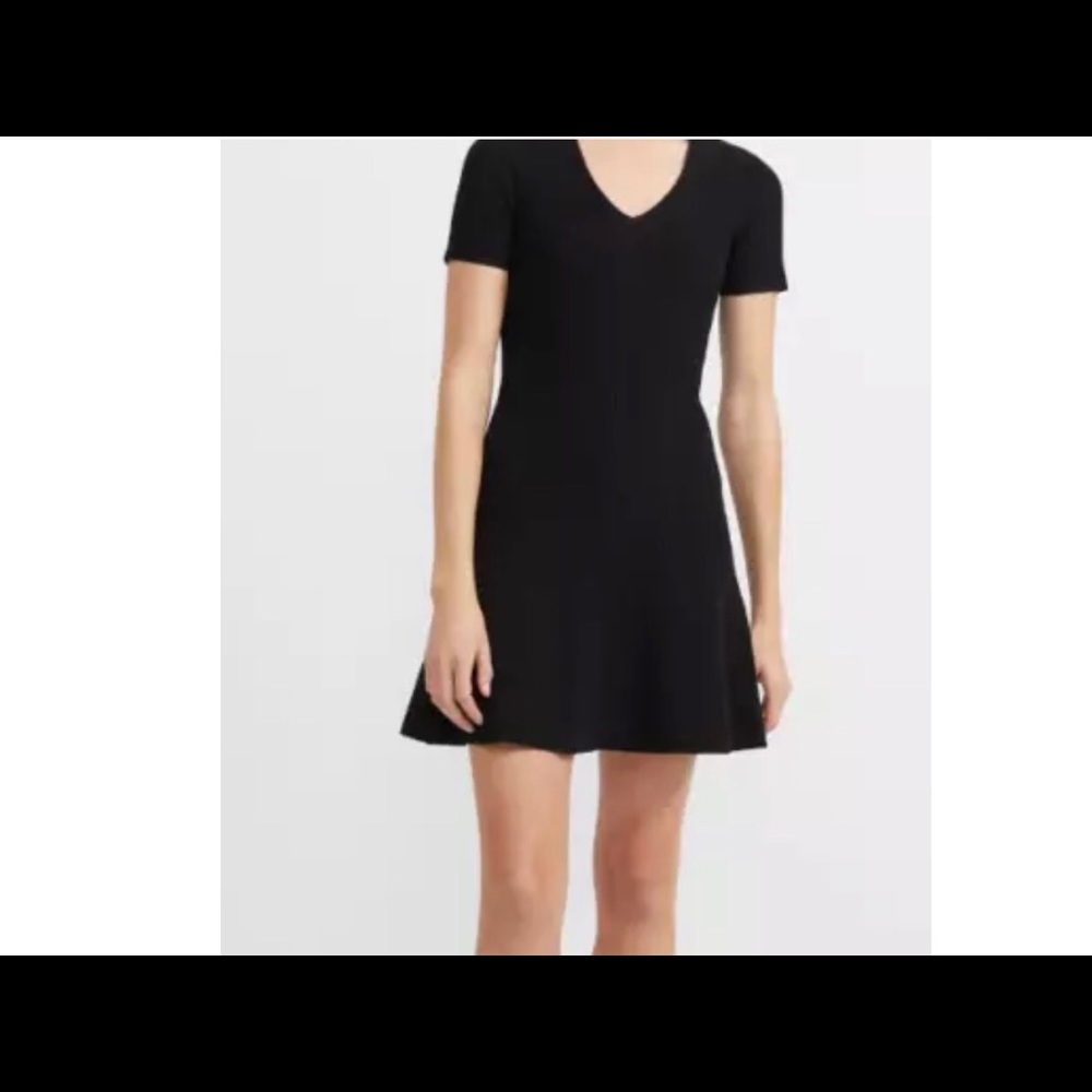 Theory Black Ribbed Fit and Flare Dress Size Small.
